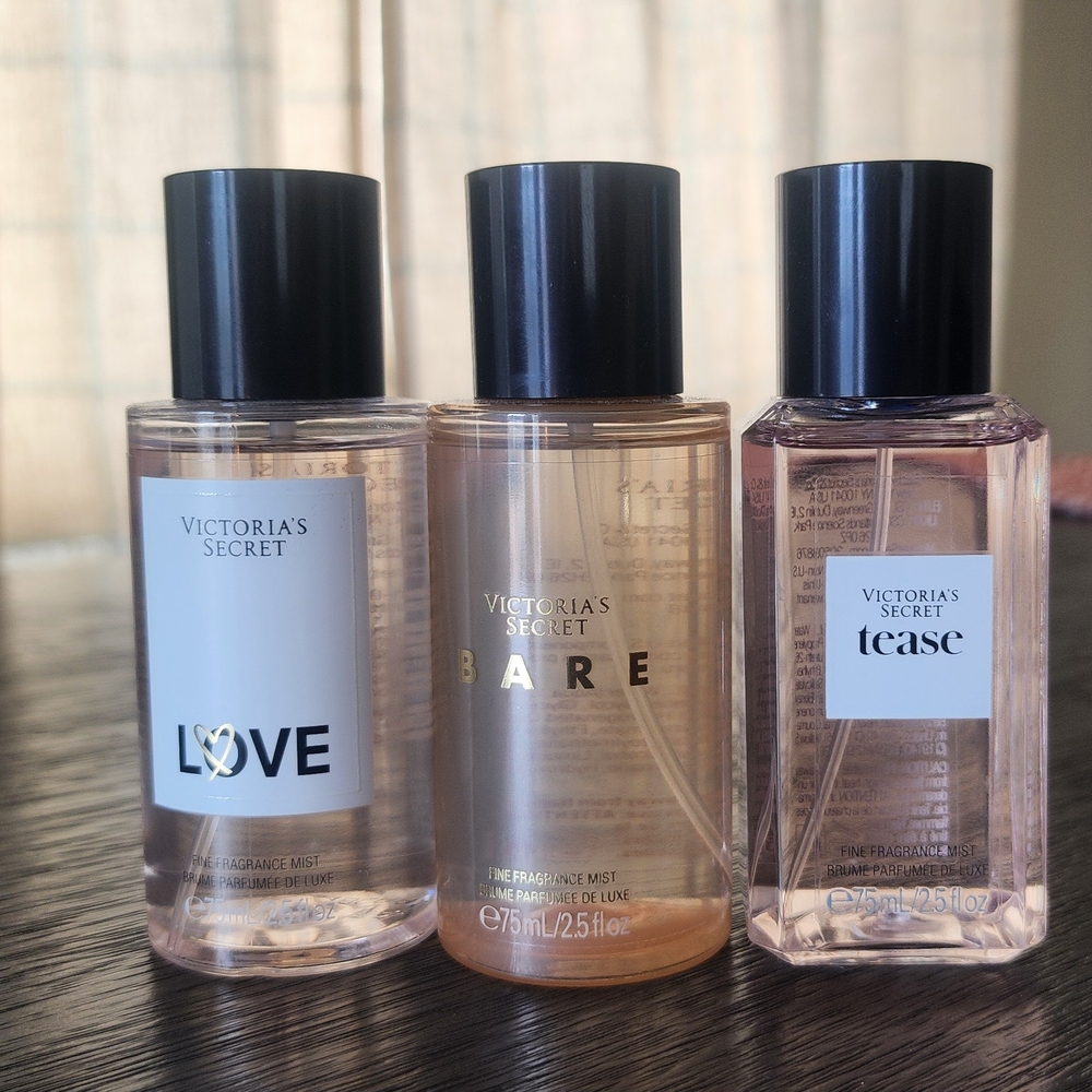 FINAL SALE Victoria's Secret Love, Bare & Tease Fragrance Mists - Light Pink